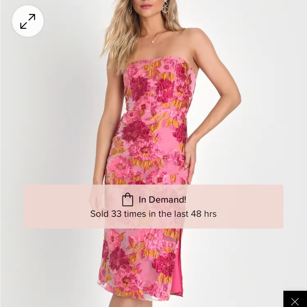 Lulus Jacquard Strapless Bustier Midi Dress - worn once!